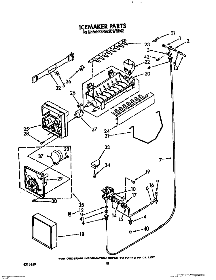 ICEMAKER, NOT ILLUSTRATED Diagram and Parts List for KSRB22DWAL02  KitchenAid Refrigerator