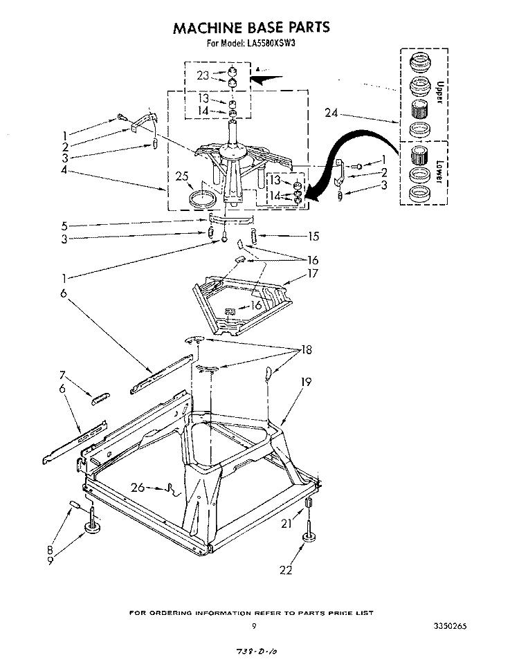 MACHINE BASE Diagram and Parts List for LA5580XSW3  Whirlpool Washer