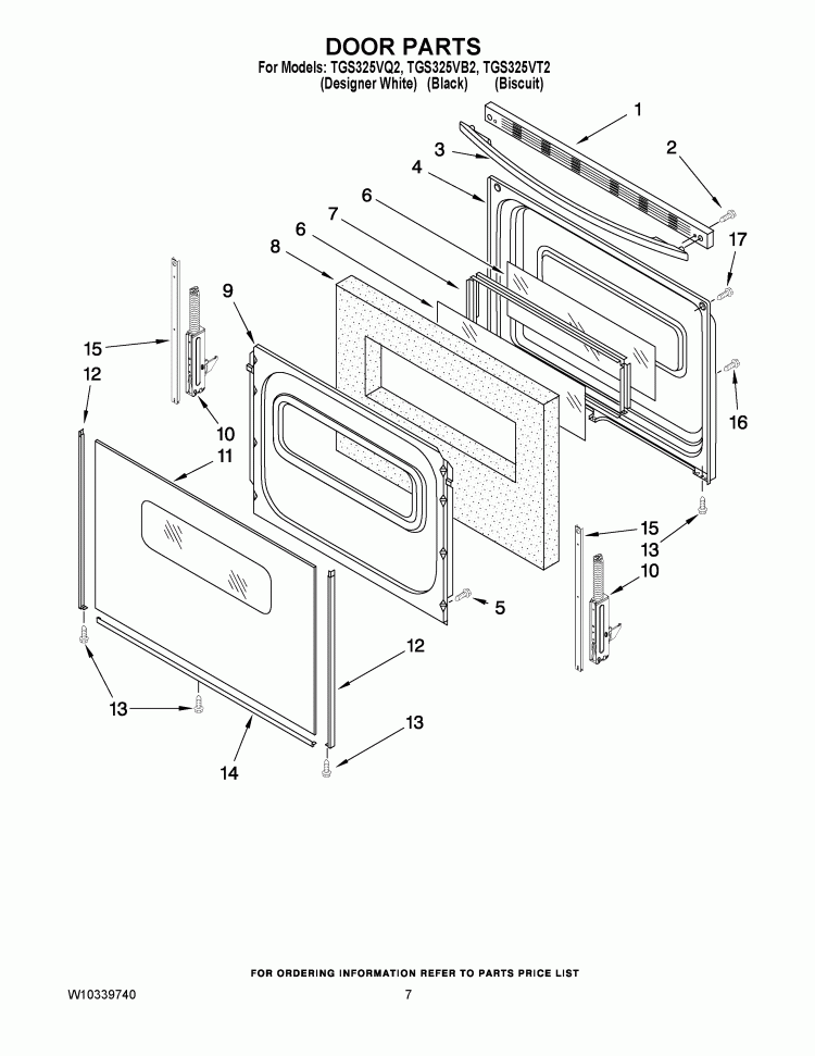DOOR PARTS Diagram and Parts List for TGS325VB2  Estate Range