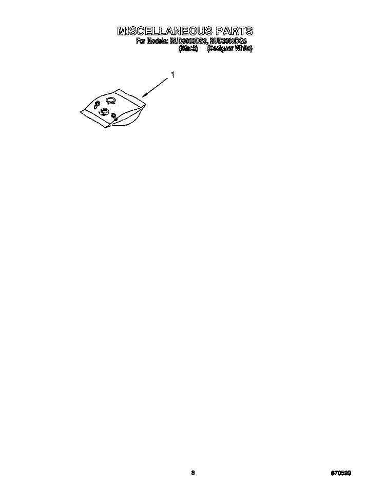 MISCELLANEOUS, LIT/OPTIONAL Diagram and Parts List for RUD3000DB3  Roper Dishwasher