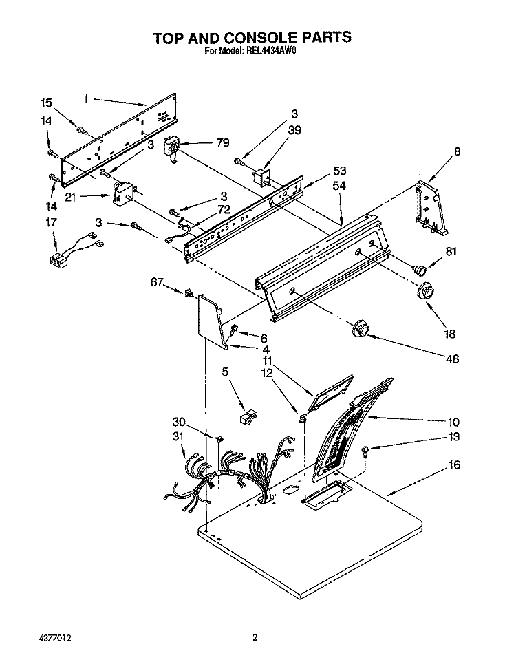 SECTION Diagram and Parts List for REL4434AL0  Roper Dryer