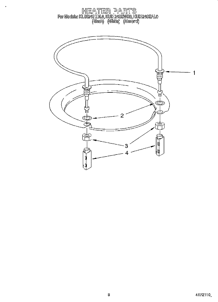 HEATER Diagram and Parts List for KUDI24SEBL0  KitchenAid Dishwasher