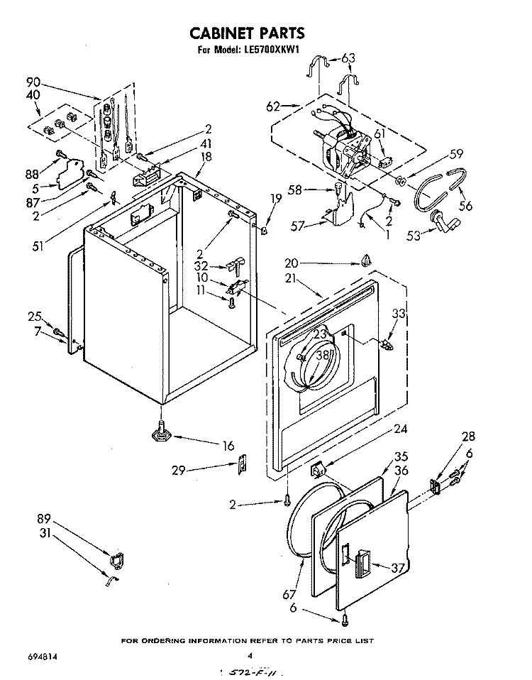 SECTION Diagram and Parts List for LE5700XKW1  Whirlpool Dryer