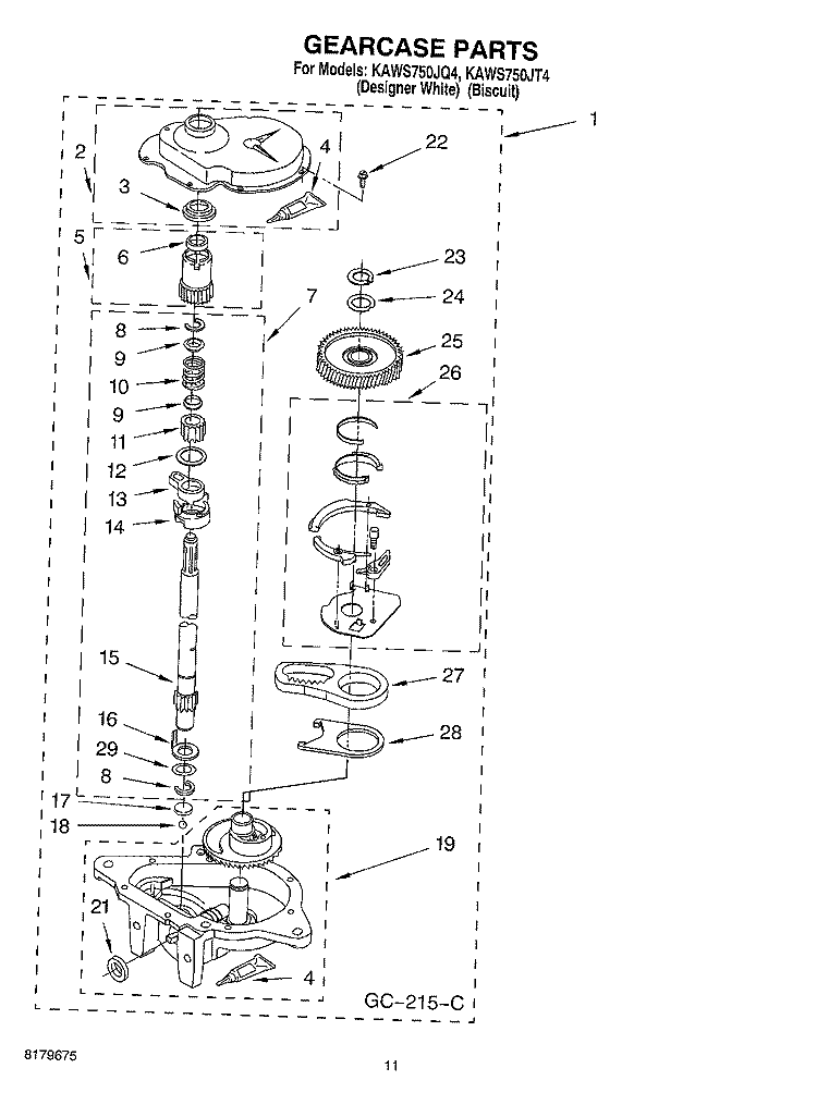 GEARCASE Diagram and Parts List for KAWS750JQ4  KitchenAid Washer