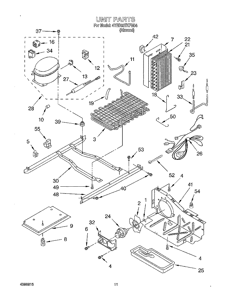 UNIT Diagram and Parts List for 4YED20TKFN04  Whirlpool Refrigerator