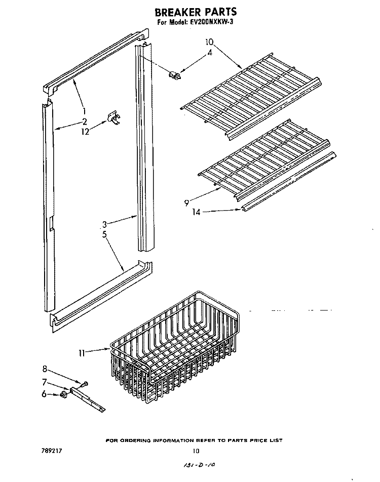 BREAKER Diagram and Parts List for EV200NXKW3  Whirlpool Freezer