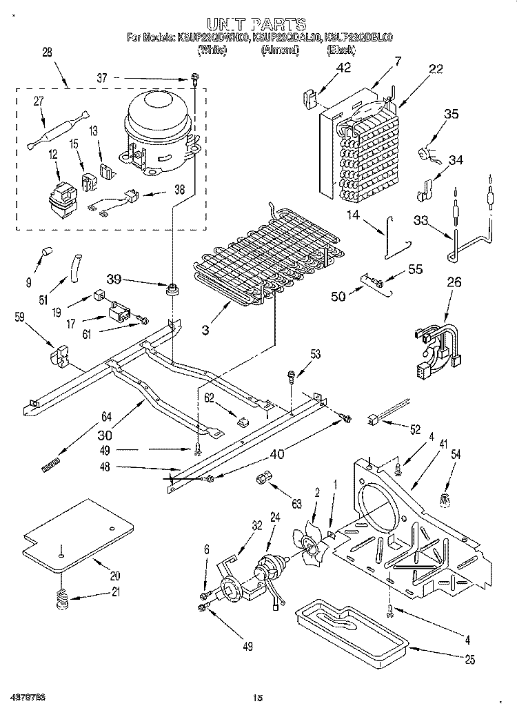 UNIT Diagram and Parts List for KSUP22QDWH00  KitchenAid Refrigerator