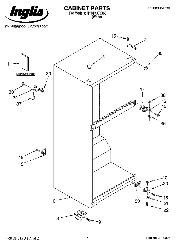 CABINET PARTS Diagram and Parts List for IT18TKXRQ00  Inglis Refrigerator