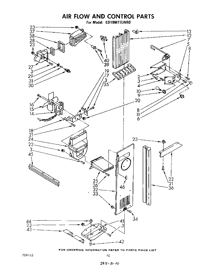 AIR FLOW AND CONTROL, LIT/OPTIONAL Diagram and Parts List for ED19MT1LWR0  Whirlpool Refrigerator