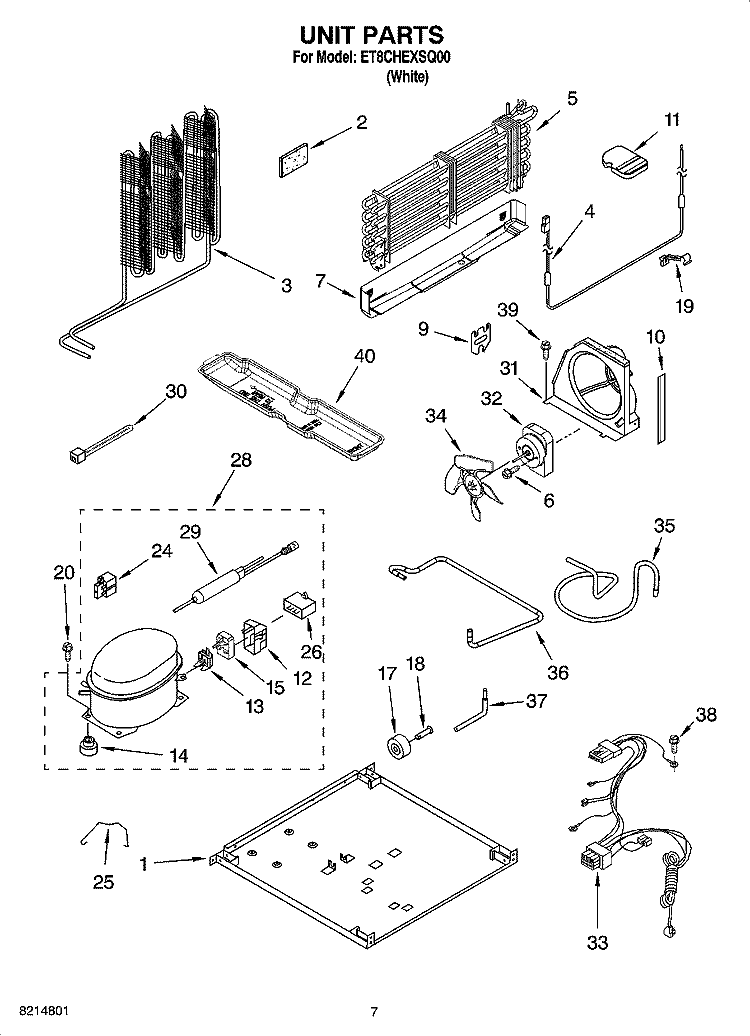UNIT PARTS Diagram and Parts List for ET8CHEXSQ00  Whirlpool Refrigerator