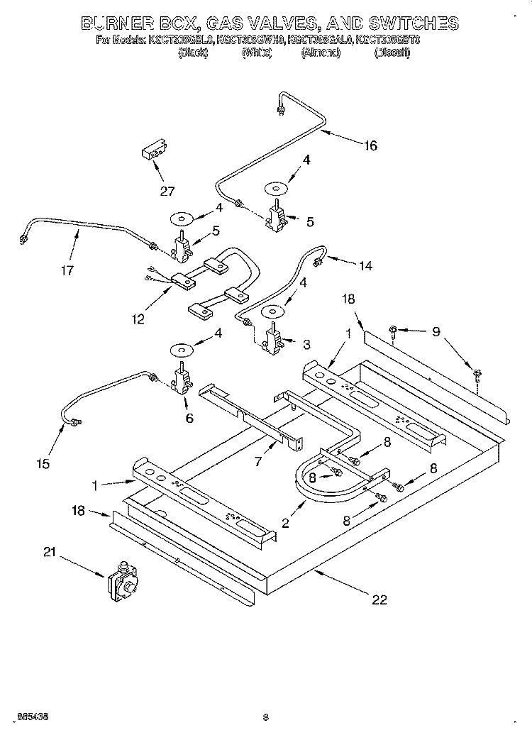 SECTION Diagram and Parts List for KGCT305GBL0  KitchenAid Cooktop