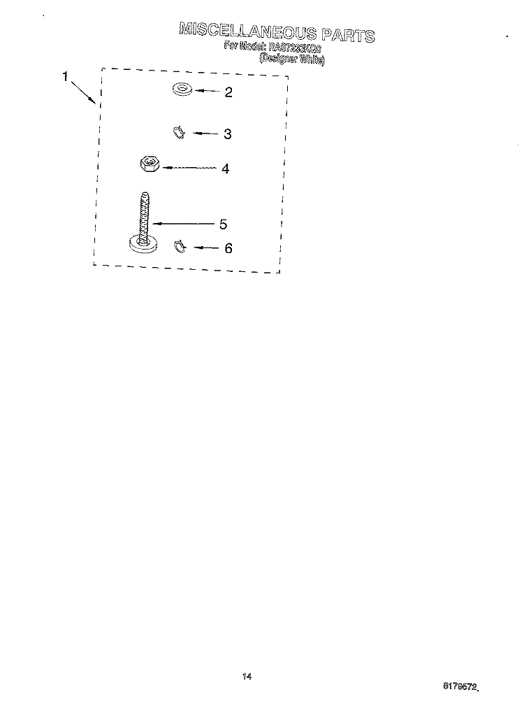 MISCELLANEOUS, OPTIONAL Diagram and Parts List for RAS7233KQ0  Roper Washer