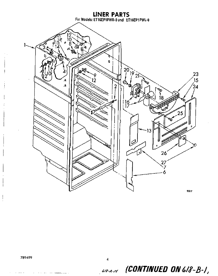 LINER Diagram and Parts List for ET16EP1PWR0  Whirlpool Refrigerator