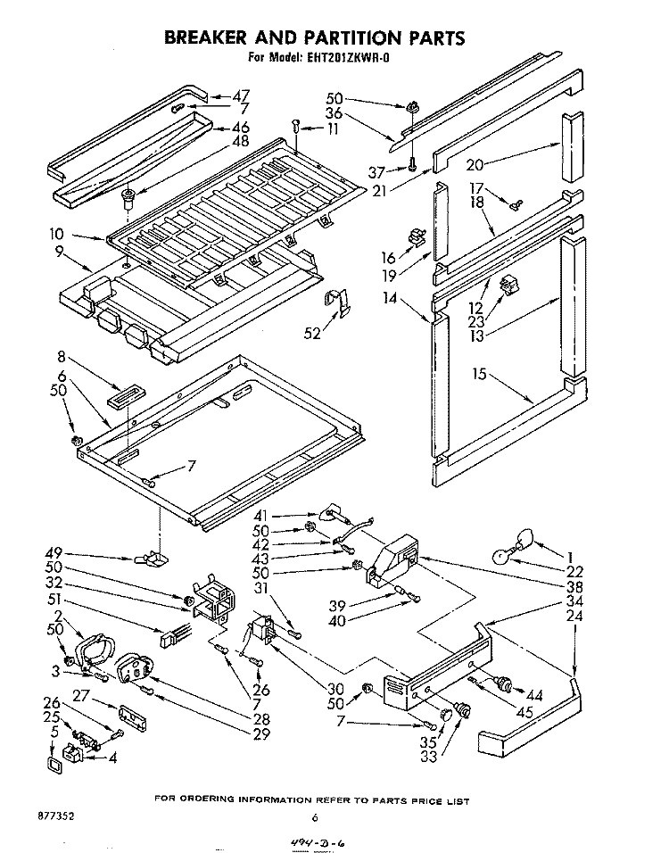 BREAKER AND PARTITION , NOT ILLUSTRATED Diagram and Parts List for EHT201ZKWR0  Whirlpool Refrigerator