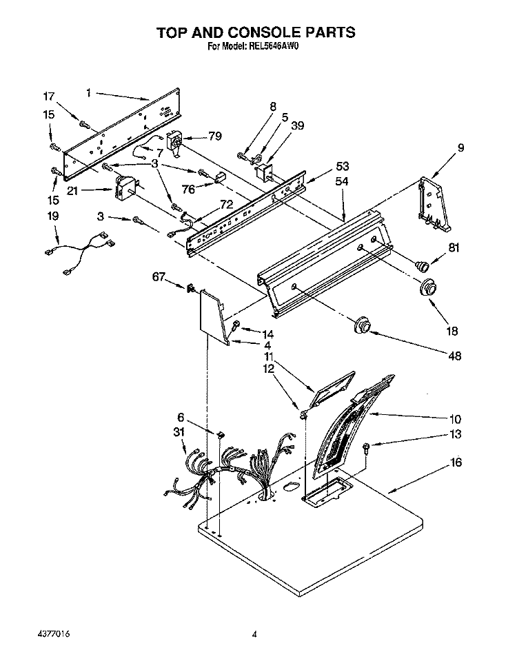 SECTION Diagram and Parts List for REL5646AW0  Roper Dryer