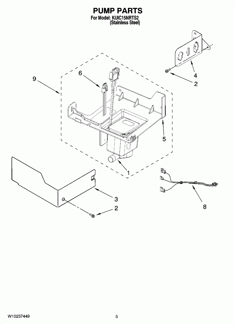 PUMP PARTS Diagram and Parts List for KUIC15NRTS2  KitchenAid Ice Maker