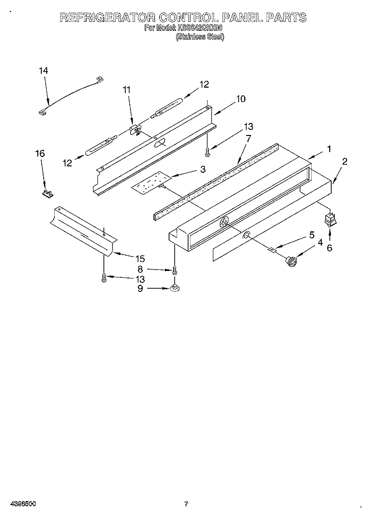 REFRIGERATOR CONTROL PANEL Diagram and Parts List for KSSS42QHX00  KitchenAid Refrigerator