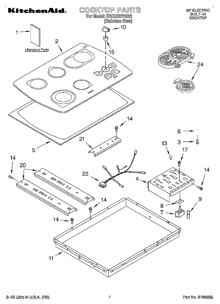 SECTION Diagram and Parts List for KECC567HSS2  KitchenAid Cooktop