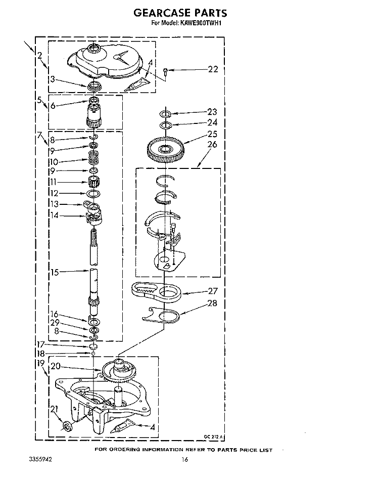 GEARCASE Diagram and Parts List for KAWE900TWH1  KitchenAid Washer
