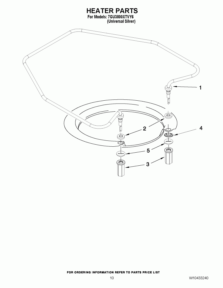 HEATER PARTS Diagram and Parts List for 7GU3800XTVY5  Whirlpool Dishwasher