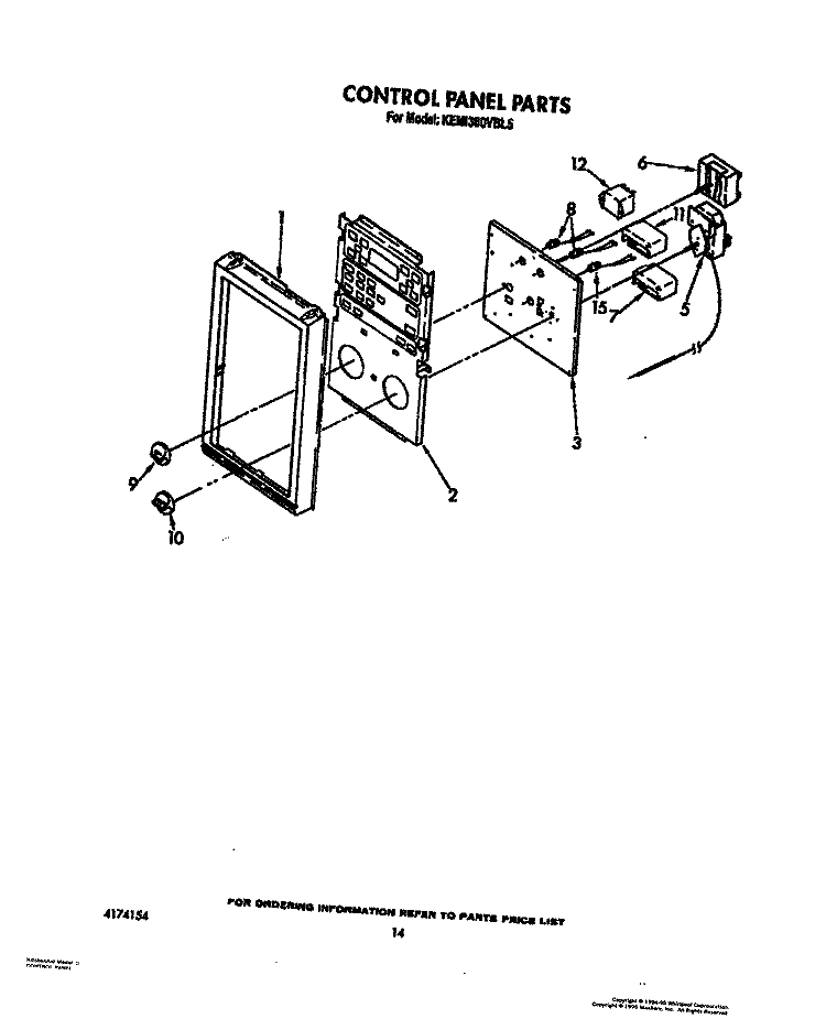 CONTROL PANEL Diagram and Parts List for KEMI300VBL5  KitchenAid Microwave Oven Combo