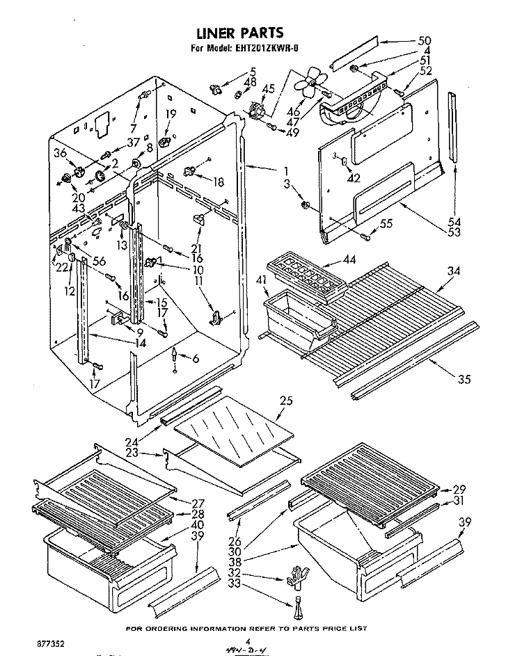 LINER Diagram and Parts List for EHT201ZKWR0  Whirlpool Refrigerator