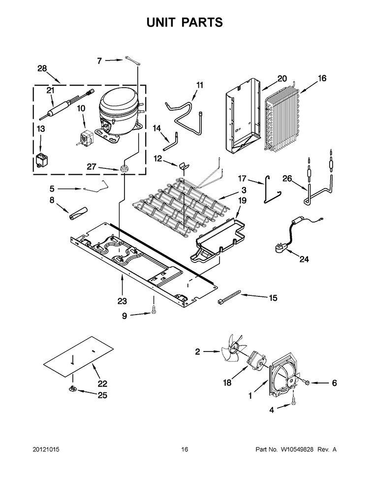 UNIT PARTS Diagram and Parts List for 6ISC21N4AF00  Whirlpool Refrigerator