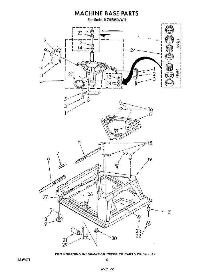 MACHINE BASE Diagram and Parts List for KAWE850VAL1  KitchenAid Washer