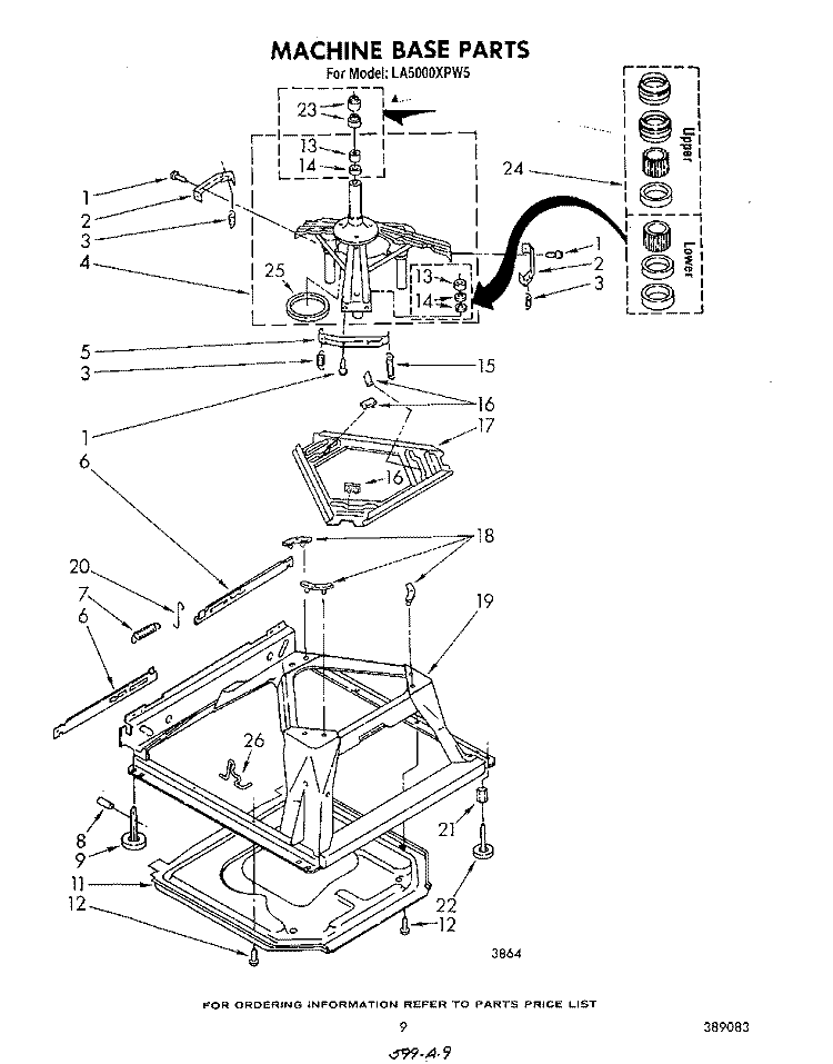 MACHINE BASE Diagram and Parts List for LA5000XPW5  Whirlpool Washer