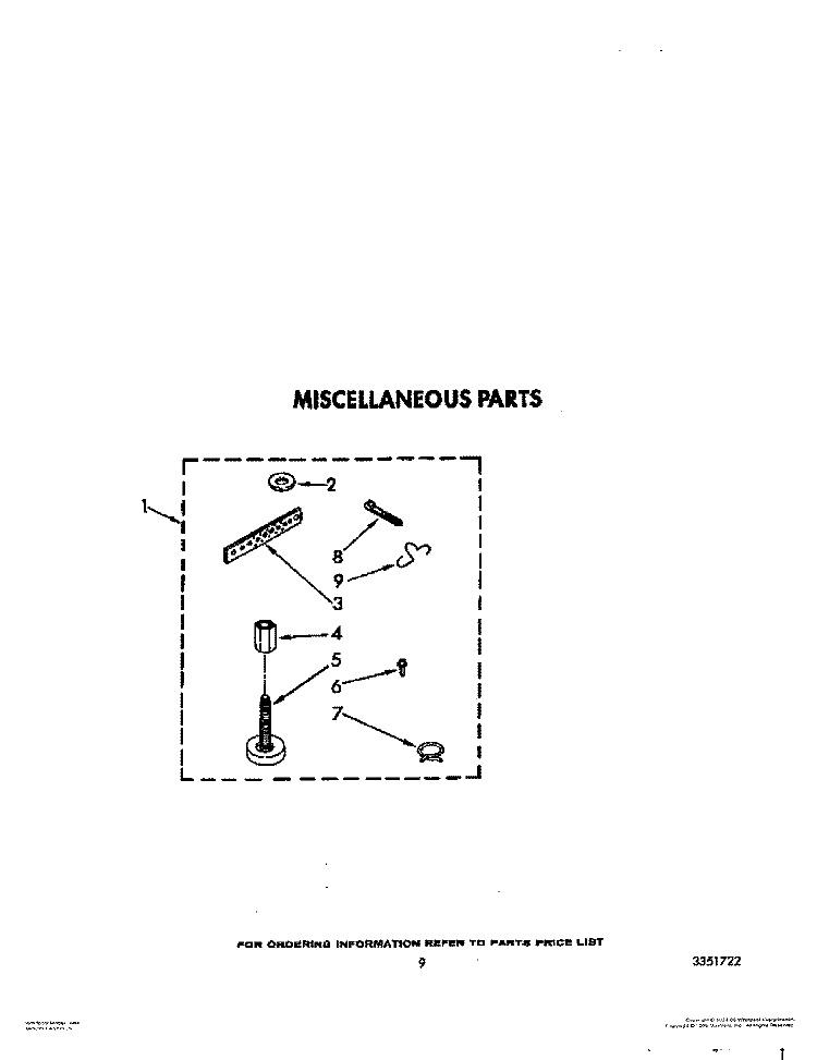 MISCELLANEOUS Diagram and Parts List for CA2762XWG0  Whirlpool Washer
