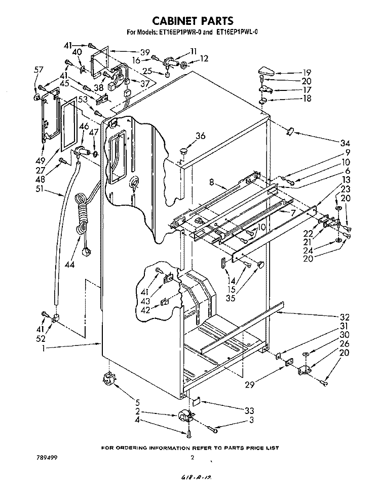 CABINET Diagram and Parts List for ET16EP1PWR0  Whirlpool Refrigerator