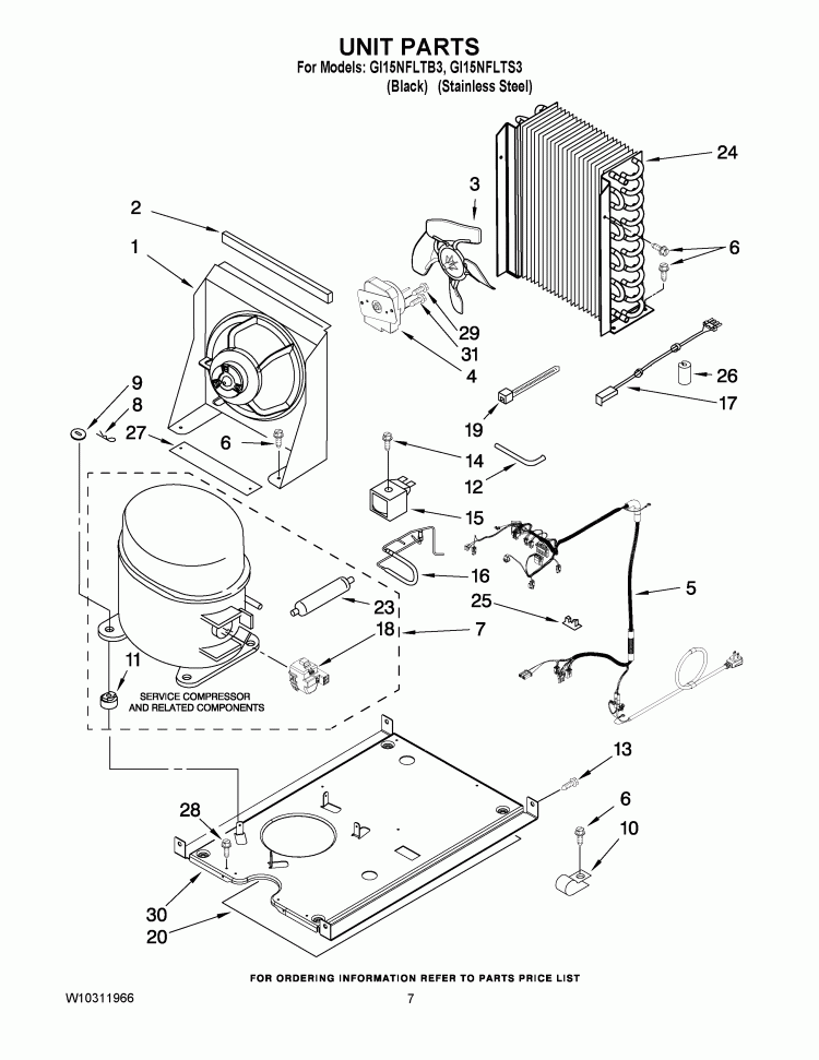 UNIT PARTS Diagram and Parts List for GI15NFLTS3  Whirlpool Ice Maker