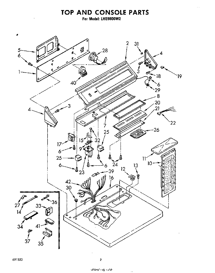 SECTION Diagram and Parts List for LHE9800W2  Whirlpool Dryer
