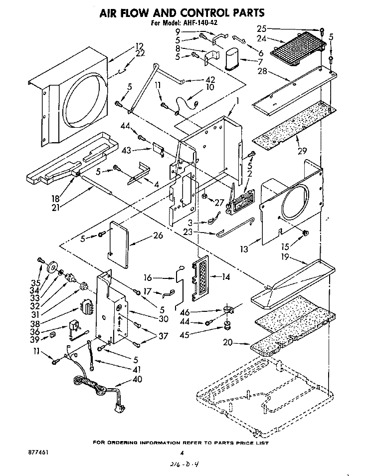 AIRFLOW AND CONTROL , LIT/OPTIONAL Diagram and Parts List for AHF14042  Whirlpool Air Conditioner