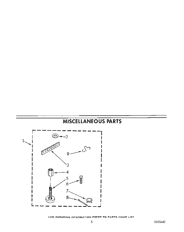 MISCELLANEOUS Diagram and Parts List for LA6040XTF1  Whirlpool Washer