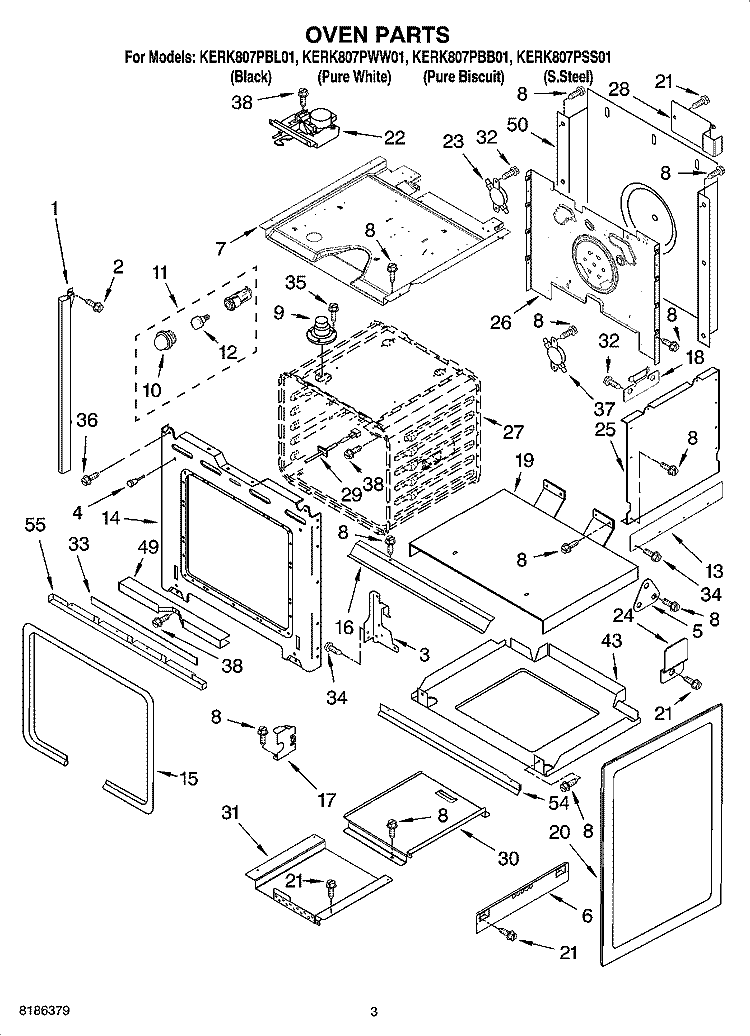 OVEN PARTS Diagram and Parts List for KERK807PSS01  KitchenAid Range