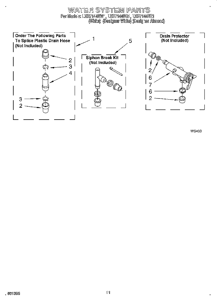 WATER SYSTEM Diagram and Parts List for LXR7144EQ1  Whirlpool Washer