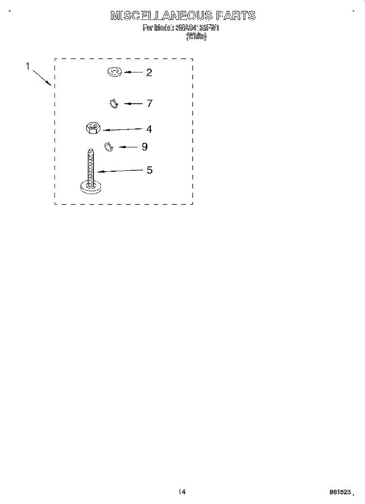 MISCELLANEOUS, OPTIONAL Diagram and Parts List for 3MAS4132FW1  Whirlpool Washer