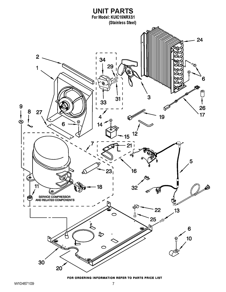 UNIT PARTS Diagram and Parts List for KUIC15NRXS1  KitchenAid Ice Maker