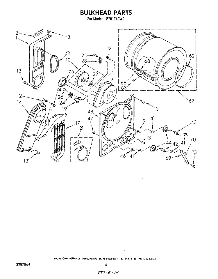 SECTION Diagram and Parts List for LE7010XSW0  Whirlpool Dryer