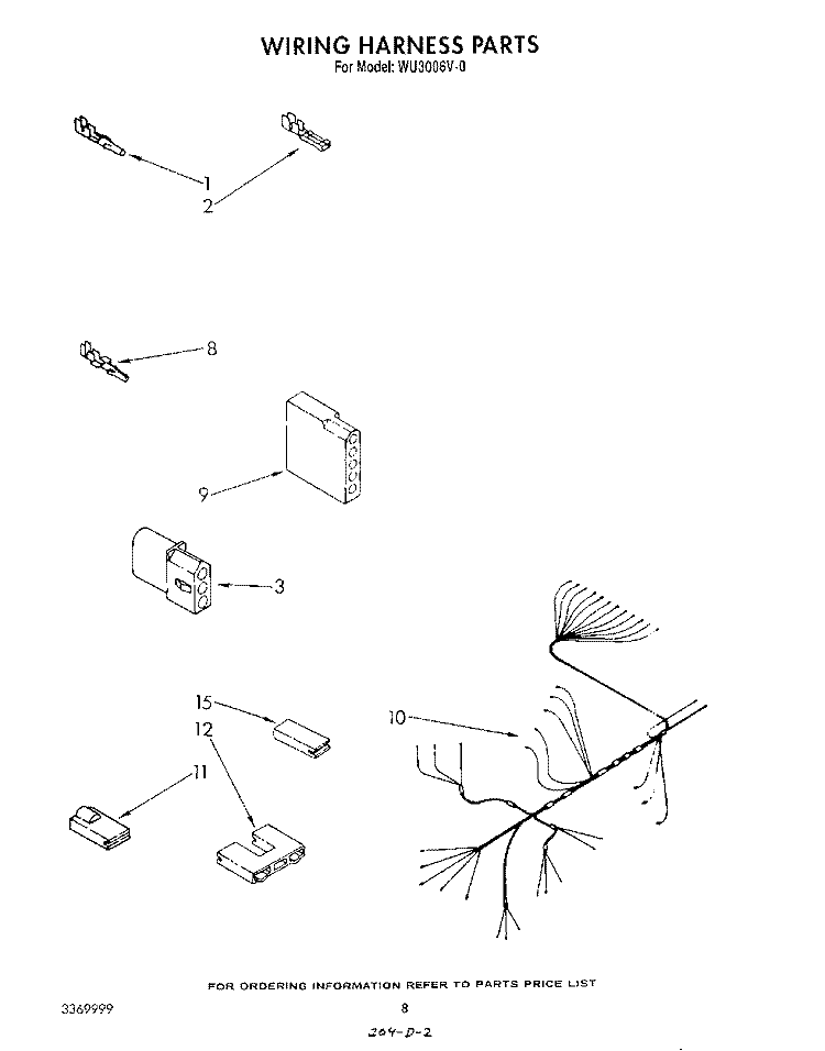 WIRING HARNESS Diagram and Parts List for WU3006V0  Roper Dishwasher