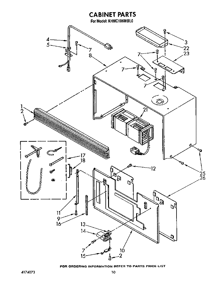 CABINET Diagram and Parts List for KHMC106WAL0  KitchenAid Microwave