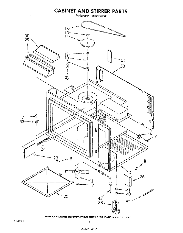 CABINET AND STIRRER Diagram and Parts List for RM955PXPW1  Whirlpool Microwave Oven Combo