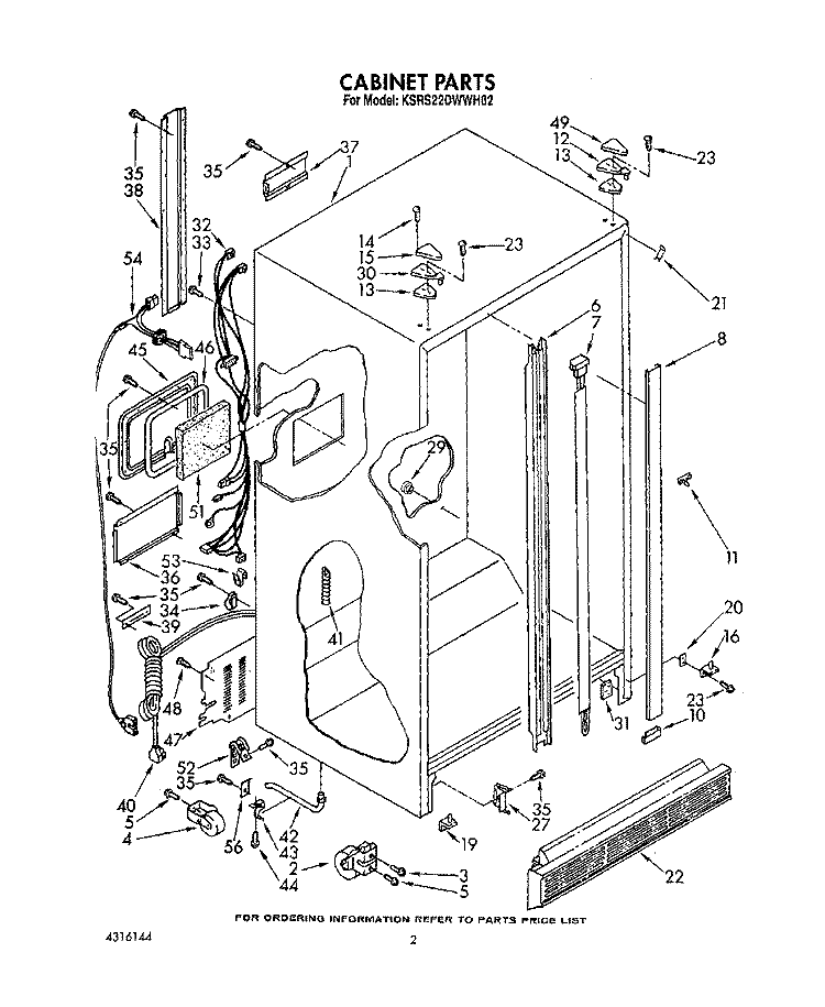 CABINET Diagram and Parts List for KSRS22DWAL02  KitchenAid Refrigerator