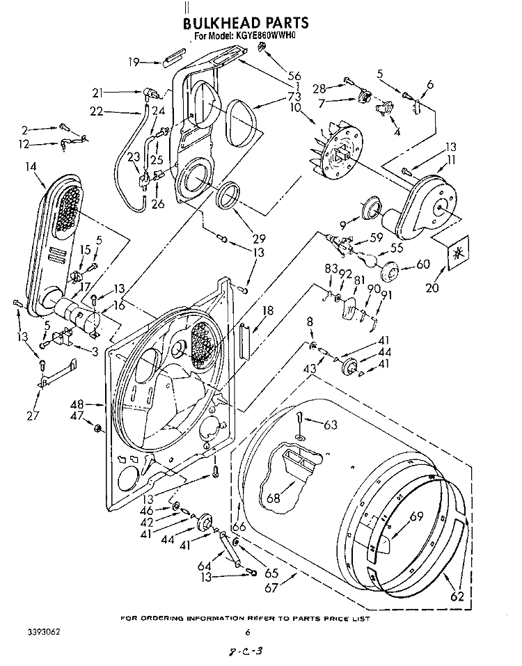 BULKHEAD Diagram and Parts List for KGYE860WAL0  KitchenAid Dryer