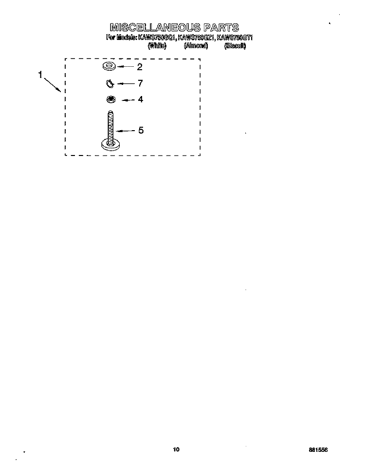MISCELLANEOUS, OPTIONAL Diagram and Parts List for KAWS750GQ1  KitchenAid Washer