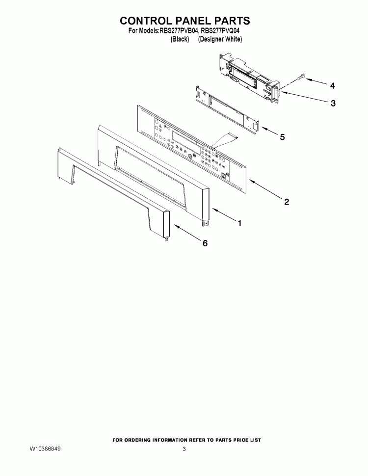 CONTROL PANEL PARTS Diagram and Parts List for RBS277PVQ04  Whirlpool Wall Oven