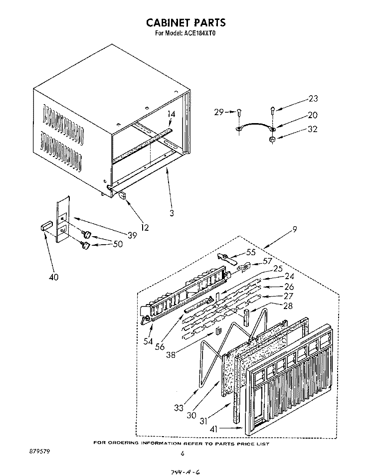 CABINET Diagram and Parts List for ACE184XT0  Whirlpool Air Conditioner