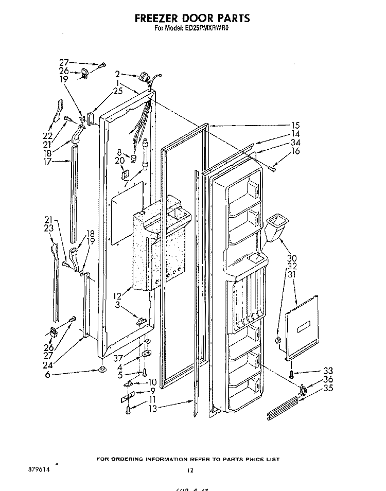 FREEZER DOOR Diagram and Parts List for ED25PMXRWR0  Whirlpool Refrigerator