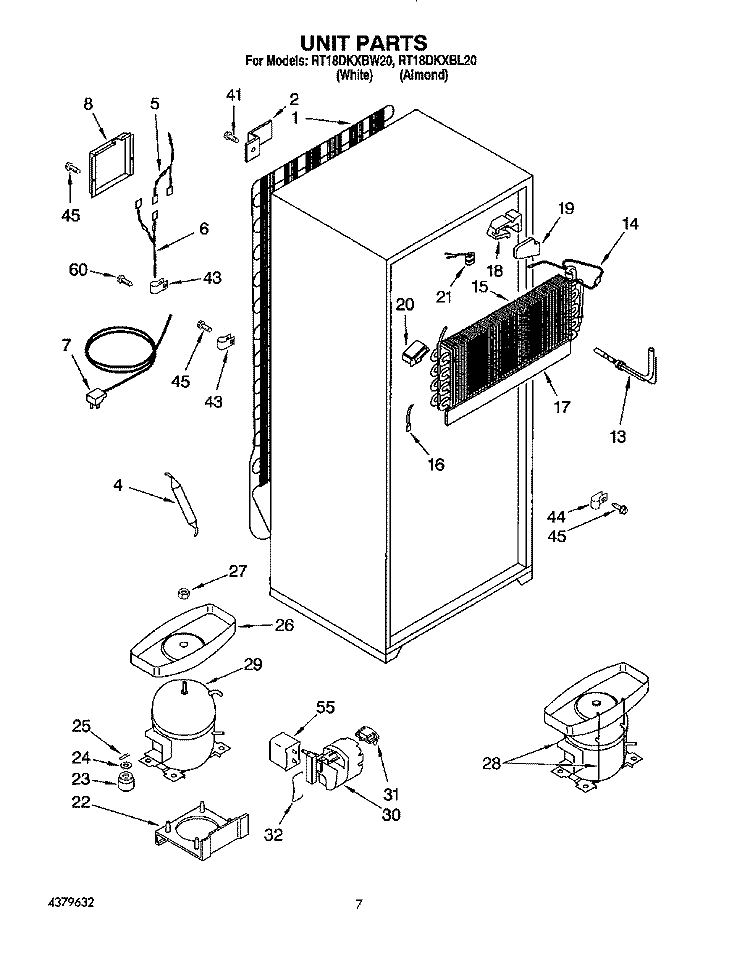 UNIT, LIT/OPTIONAL Diagram and Parts List for RT18DKXBL20  Roper Refrigerator